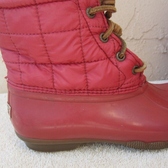 Sperry Topsider Waterproof Quilted Nylon Red Rain Boots Size 8 Medium- Flawed - Picture 9 of 16